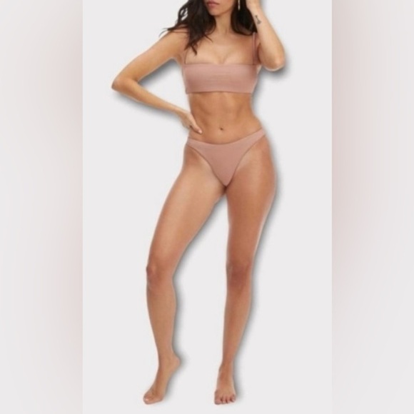 NWT Good American ‘Rib Better Bikini Cheeky’ Bottom in Desert Rose, Size Large - Picture 2 of 15